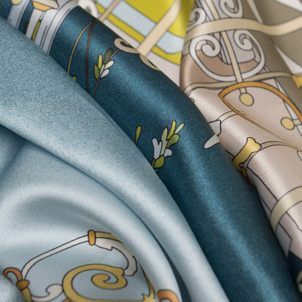 Garden of Dreams - Silk Foulard - Aqua - My Men's Shop