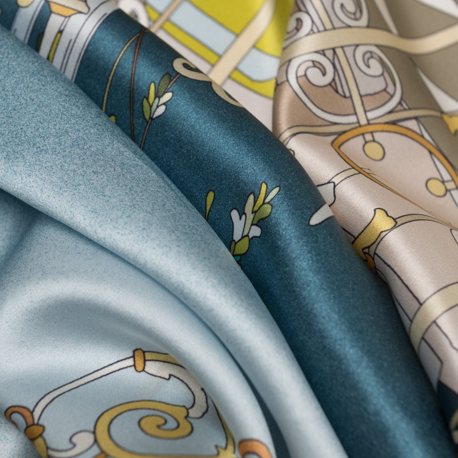Garden of Dreams - Silk Foulard - Aqua - My Men's Shop