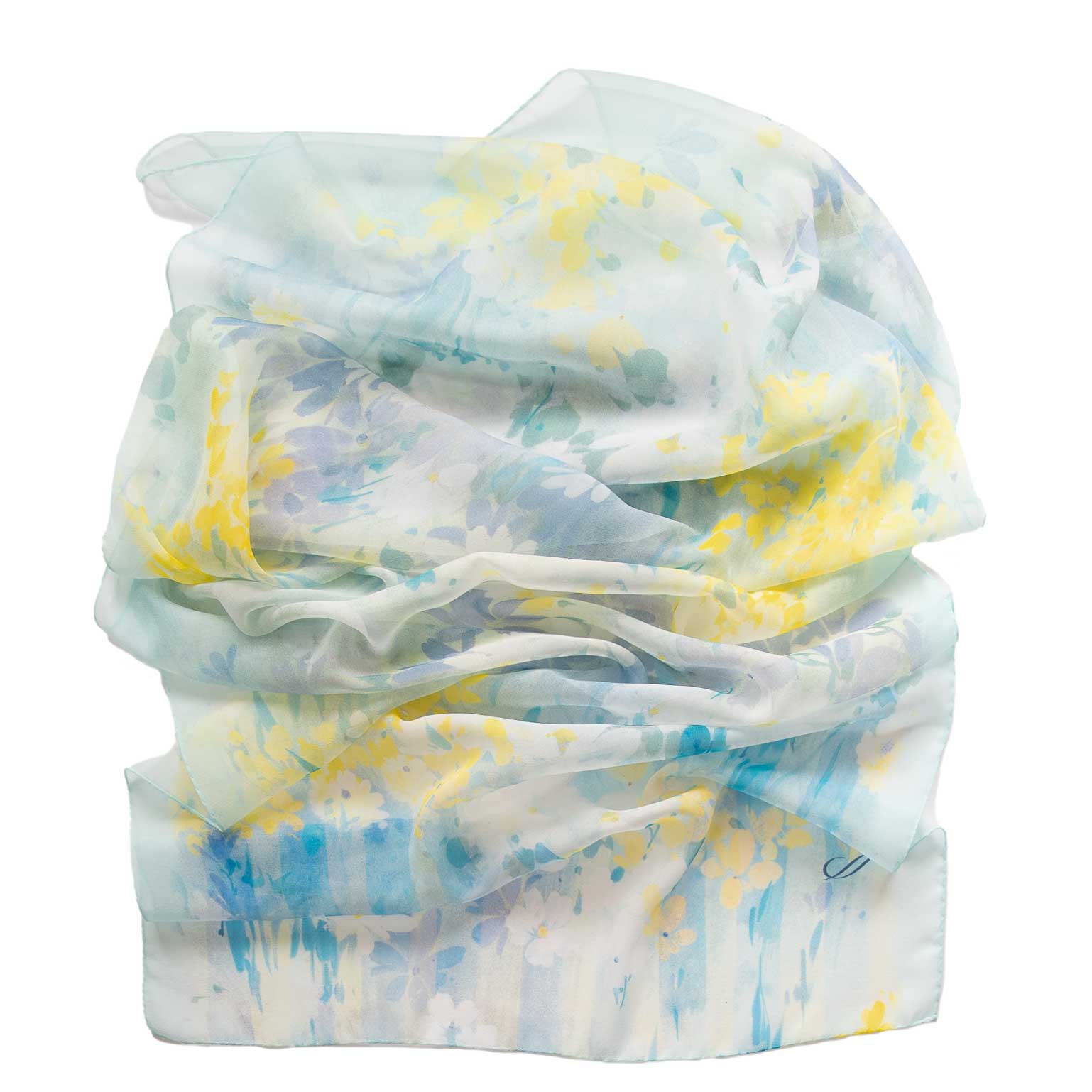 Meadow - Long Silk Scarf - Sky Blue