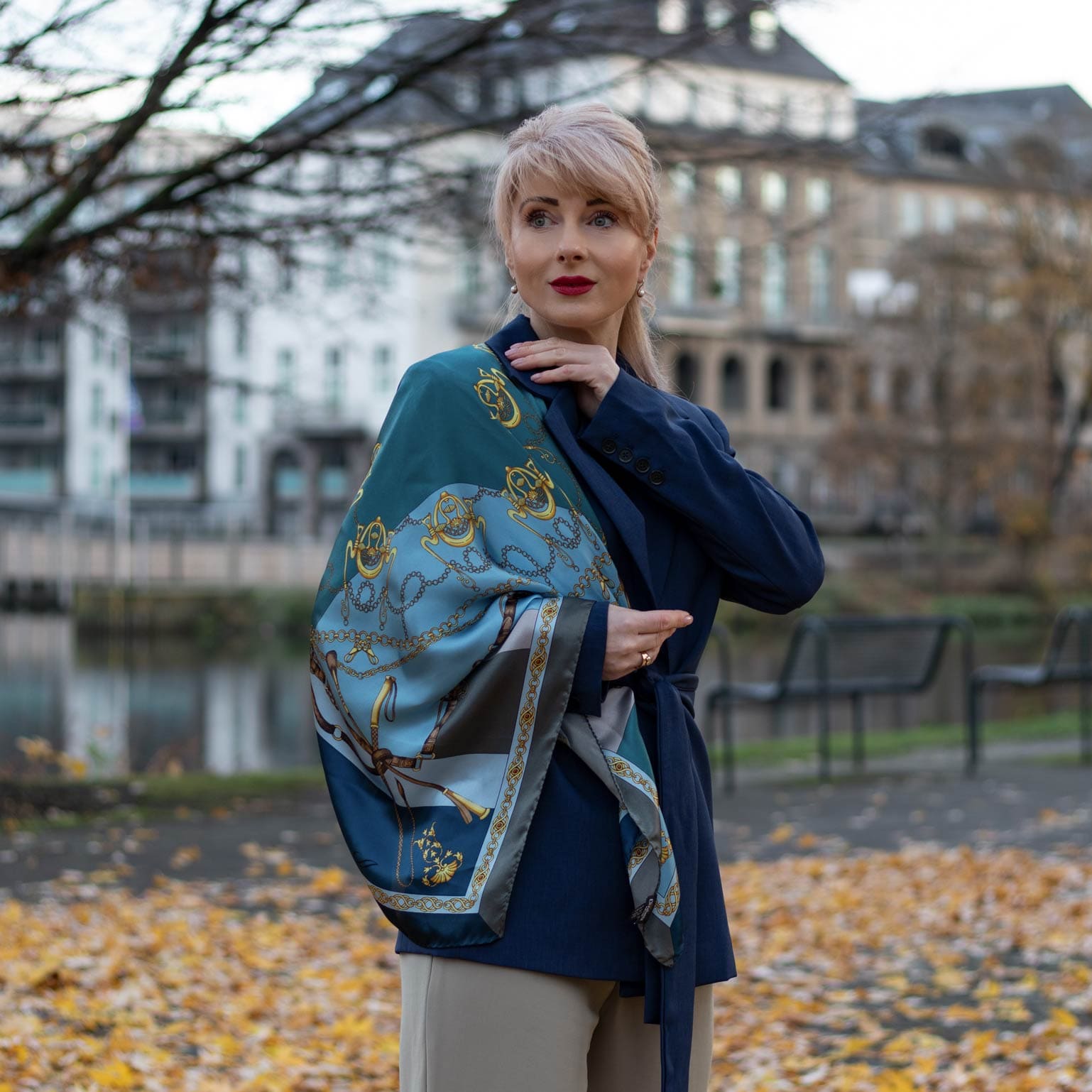Gabriella - Silk Foulard - Azure - My Men's Shop