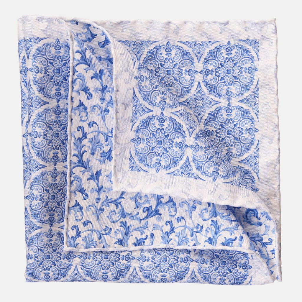 Porto - Double Sided Silk Pocket Square - Azure - My Men's Shop