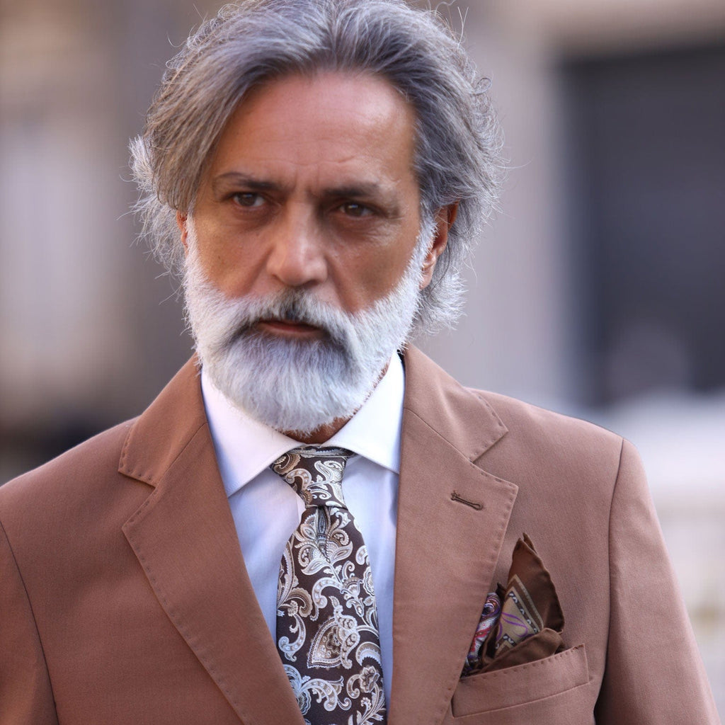 Novara - Printed Silk Tie - Brown - My Men's Shop