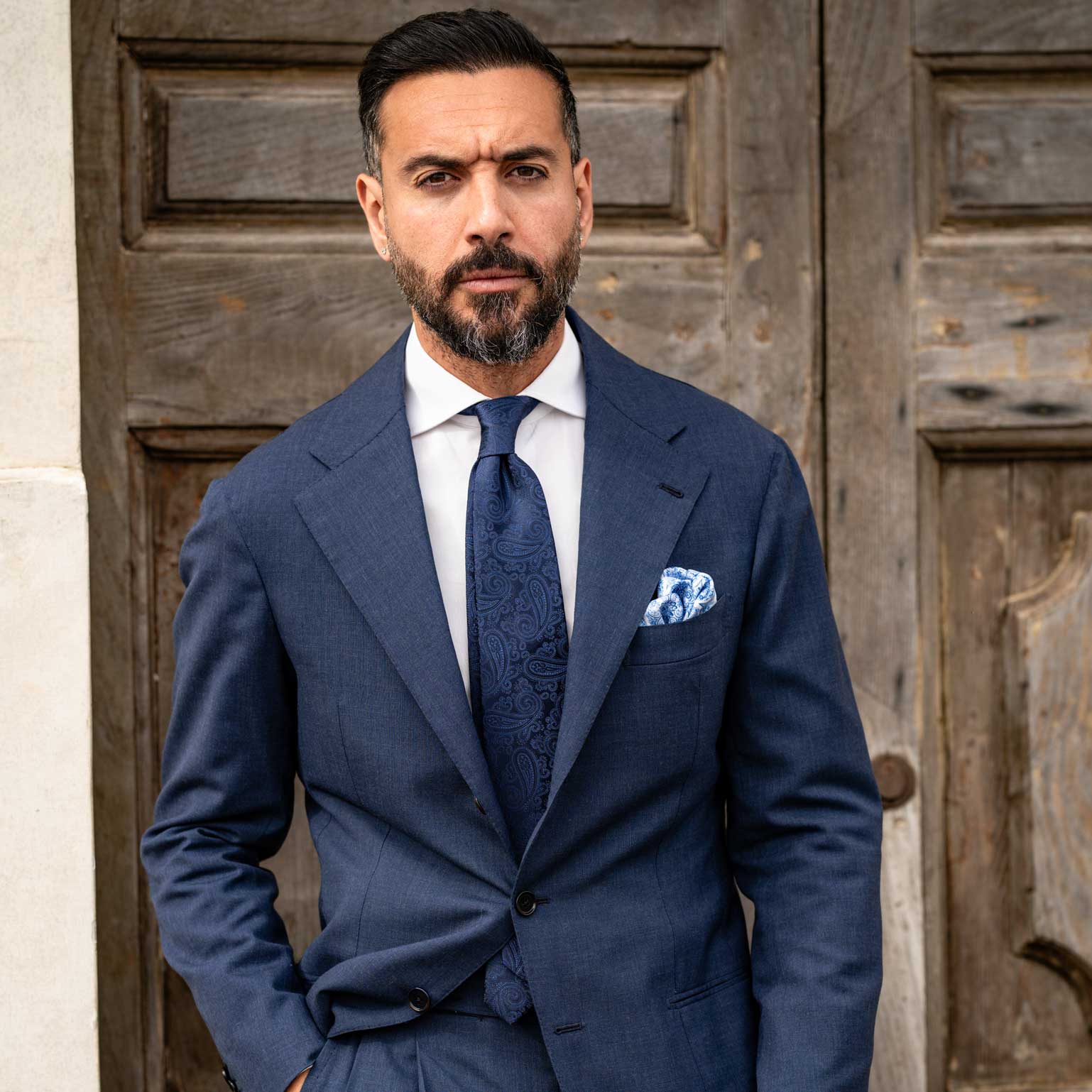 Porto - Double Sided Silk Pocket Square - Azure - My Men's Shop