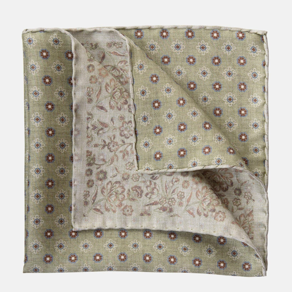 Pascal - Double Sided Silk Pocket Square - Sage Green - My Men's Shop