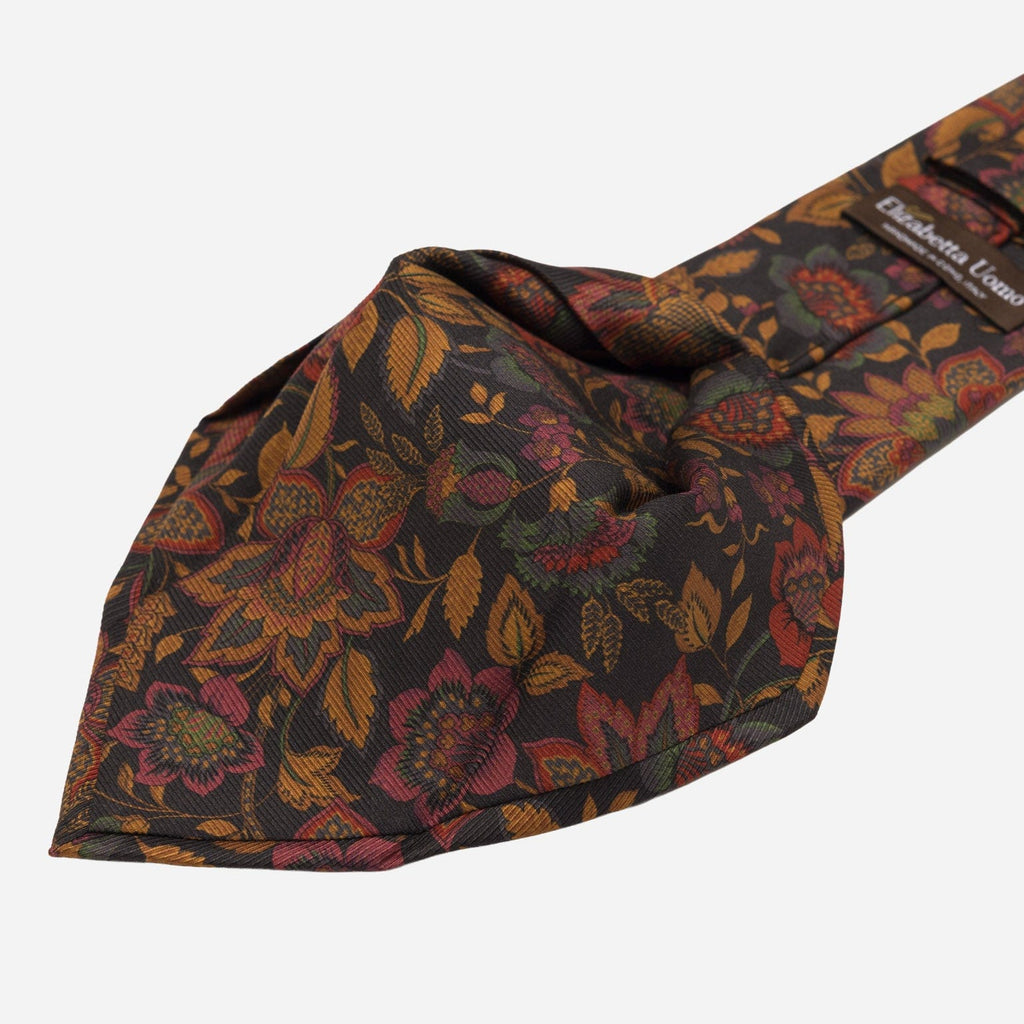 Calvino - Printed Madder Silk Tie - Black - My Men's Shop