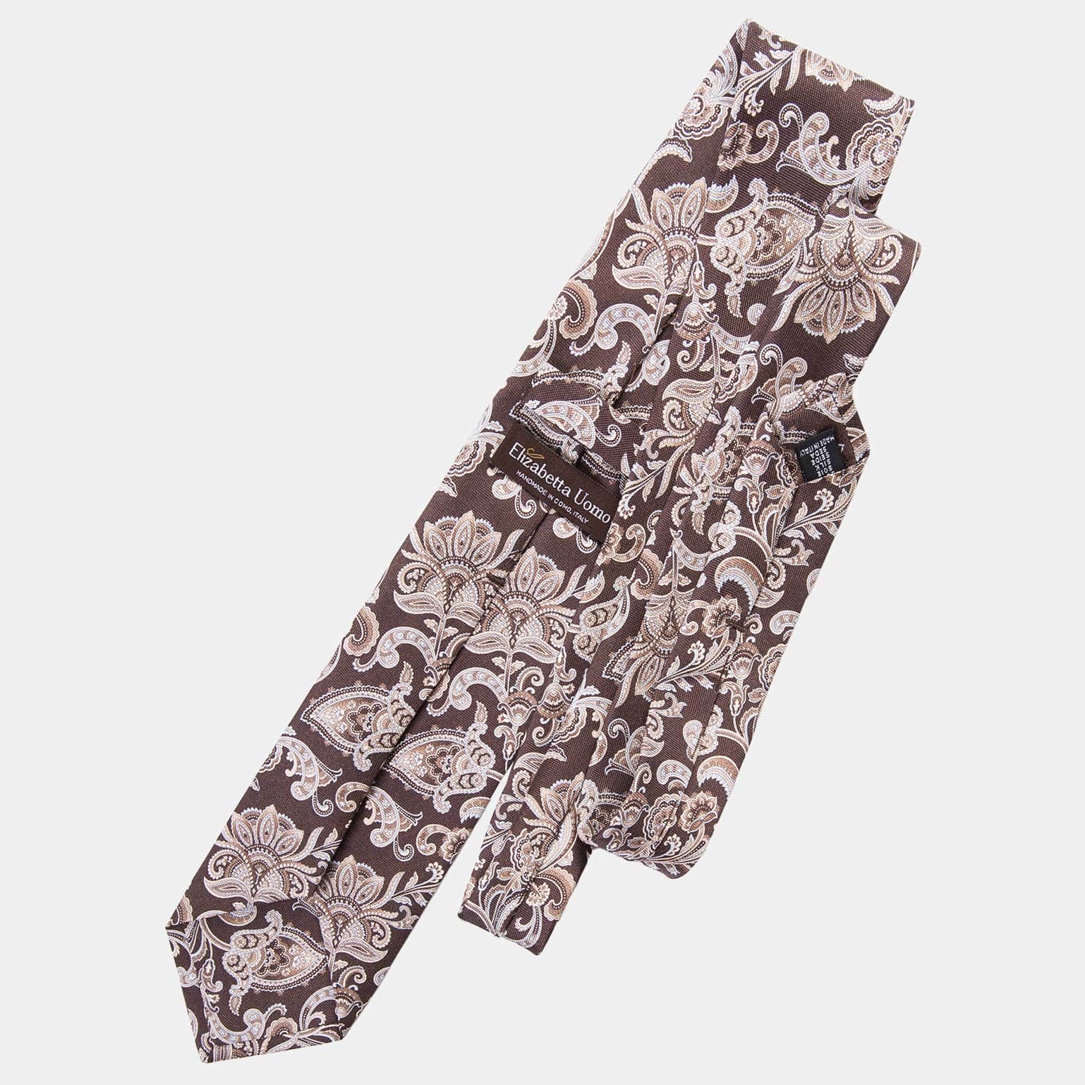 Novara - Printed Silk Tie - Brown - My Men's Shop