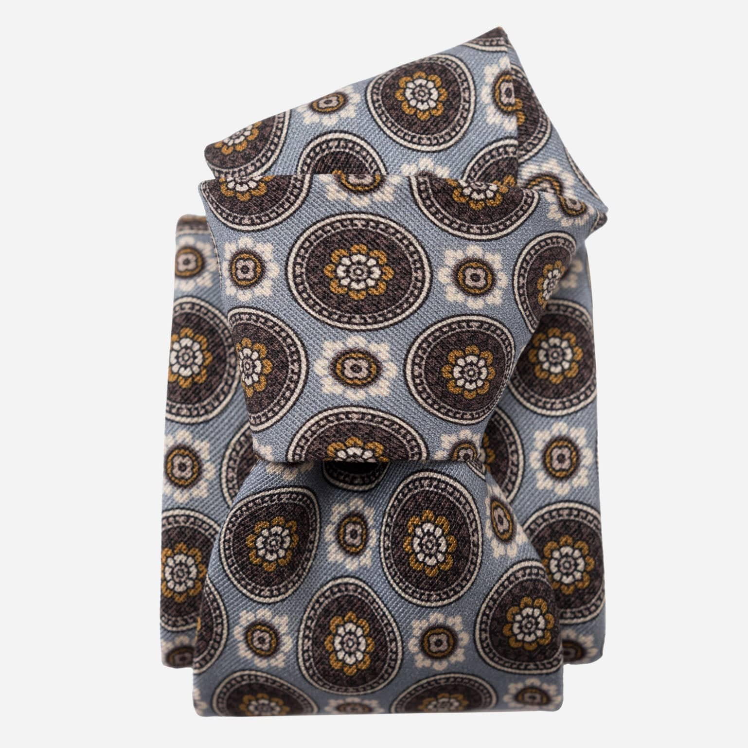 La Vigna - Printed Wool & Silk Tie - Grey