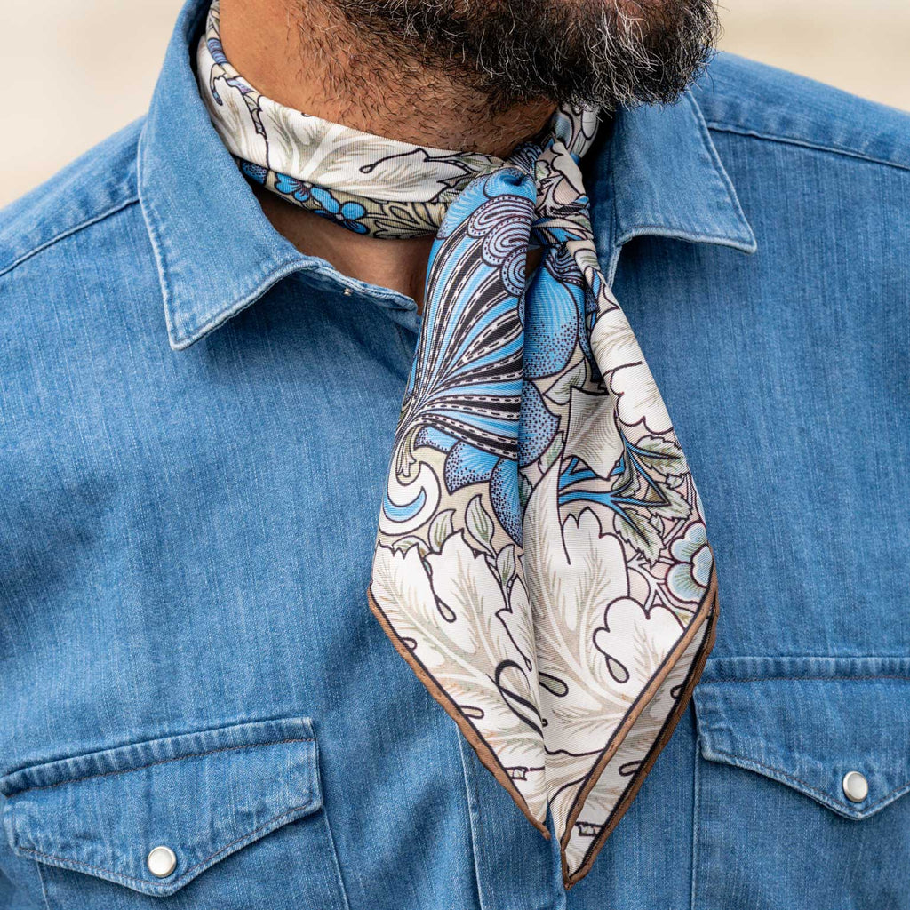 St. James - Silk Neckerchief - Blue and Tan - My Men's Shop