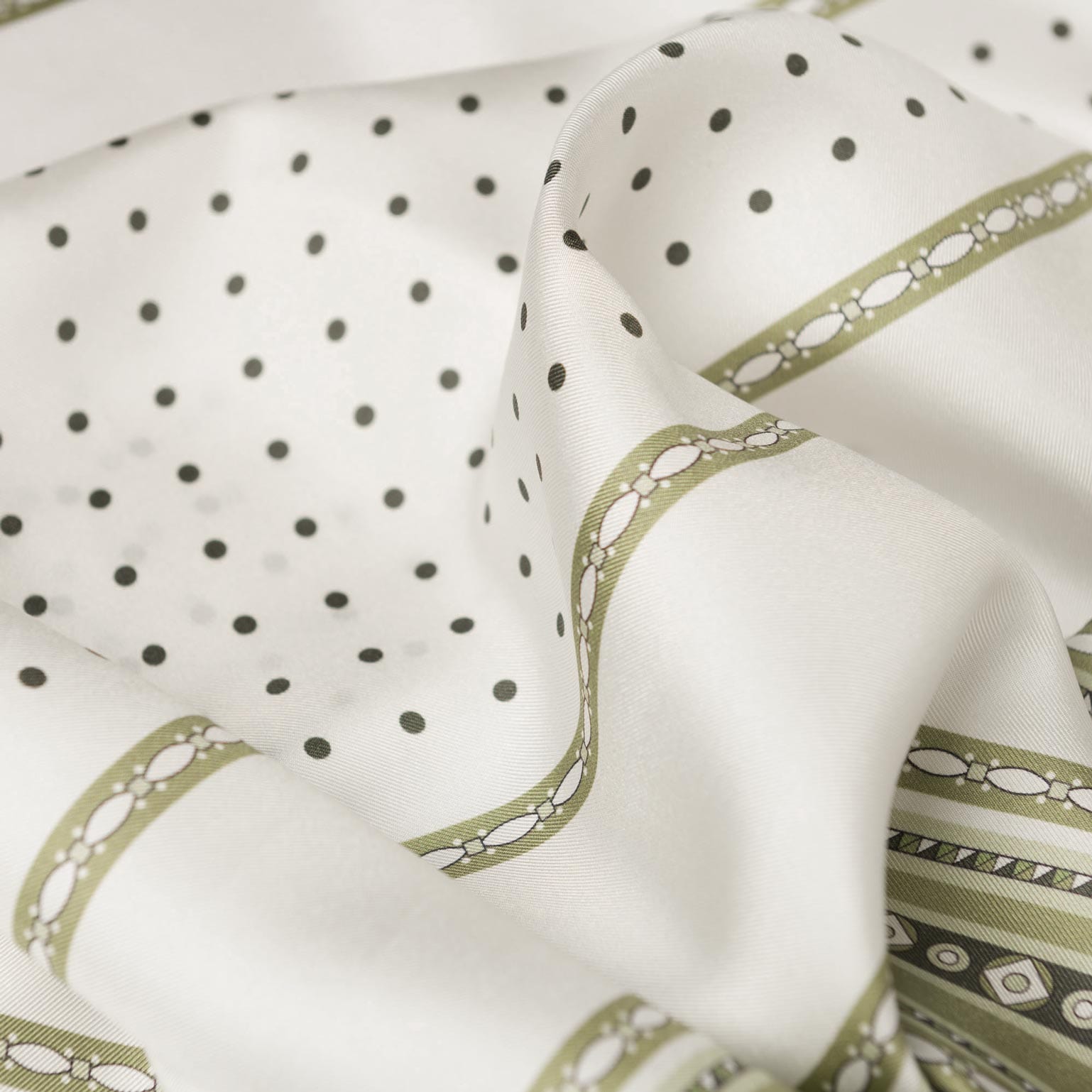 Verona - Silk Neckerchief - White & Sage