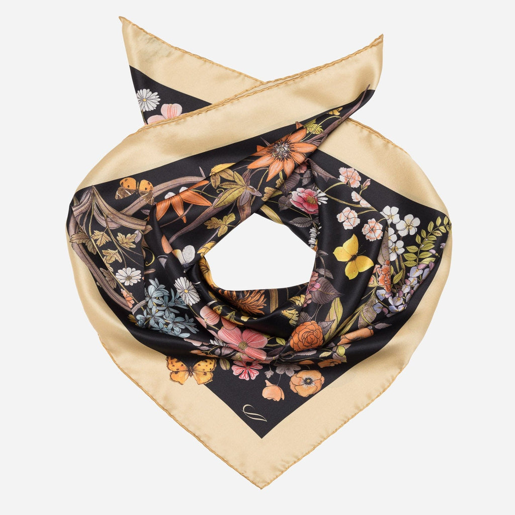 Flora - Silk Foulard - Black - My Men's Shop