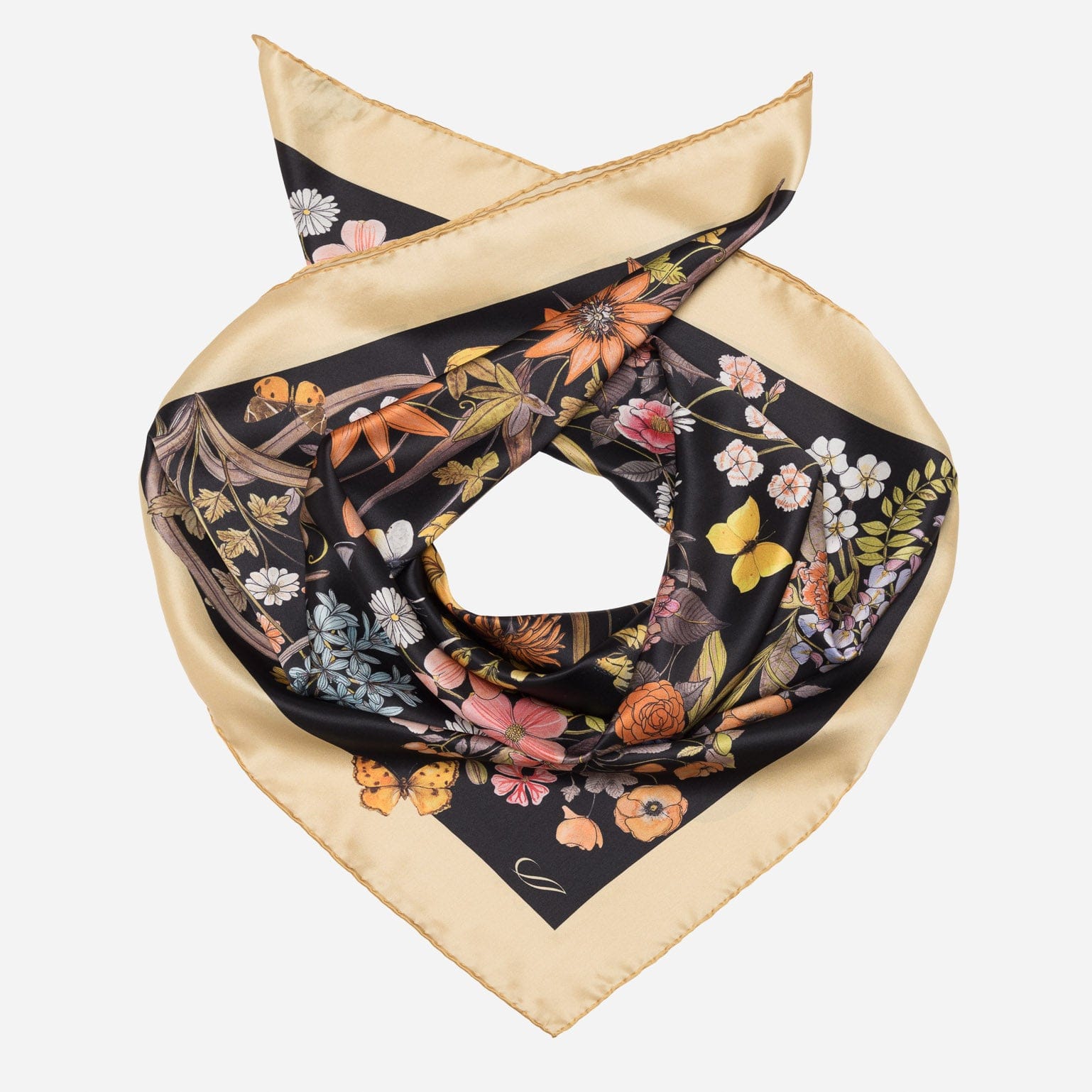 Flora - Silk Foulard - Black - My Men's Shop