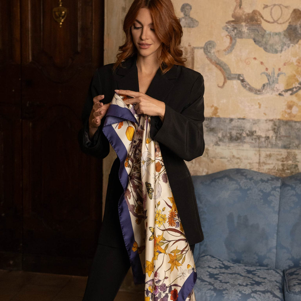 Flora - Silk Foulard - Violet - My Men's Shop