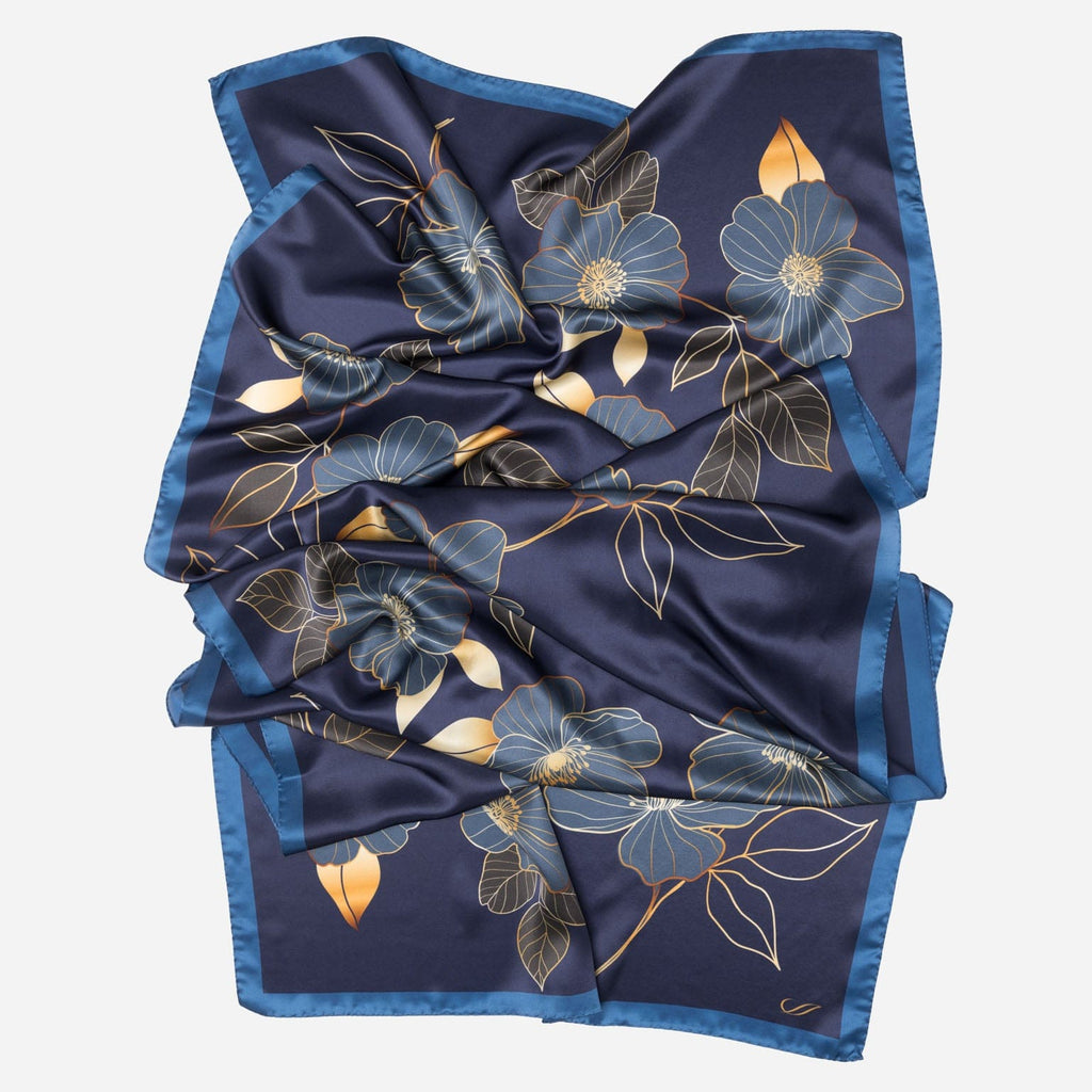 Laura - Silk Scarf Shawl - Navy - My Men's Shop