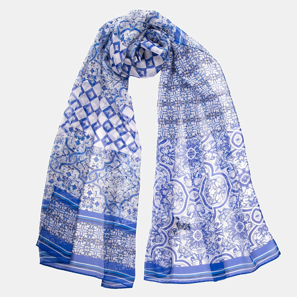 Miramar - Long Silk Scarf - Blue
