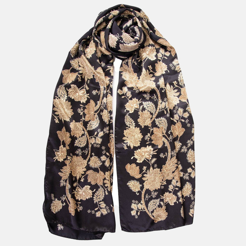 Esmeralda - Silk Scarf Shawl - Black & Gold - My Men's Shop