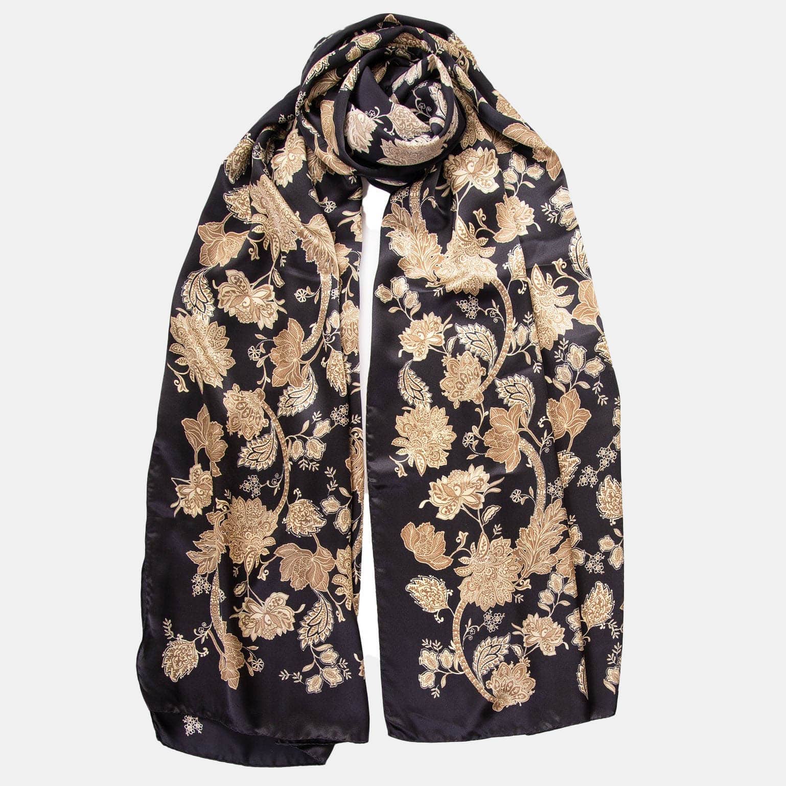 Esmeralda - Silk Scarf Shawl - Black & Gold - My Men's Shop