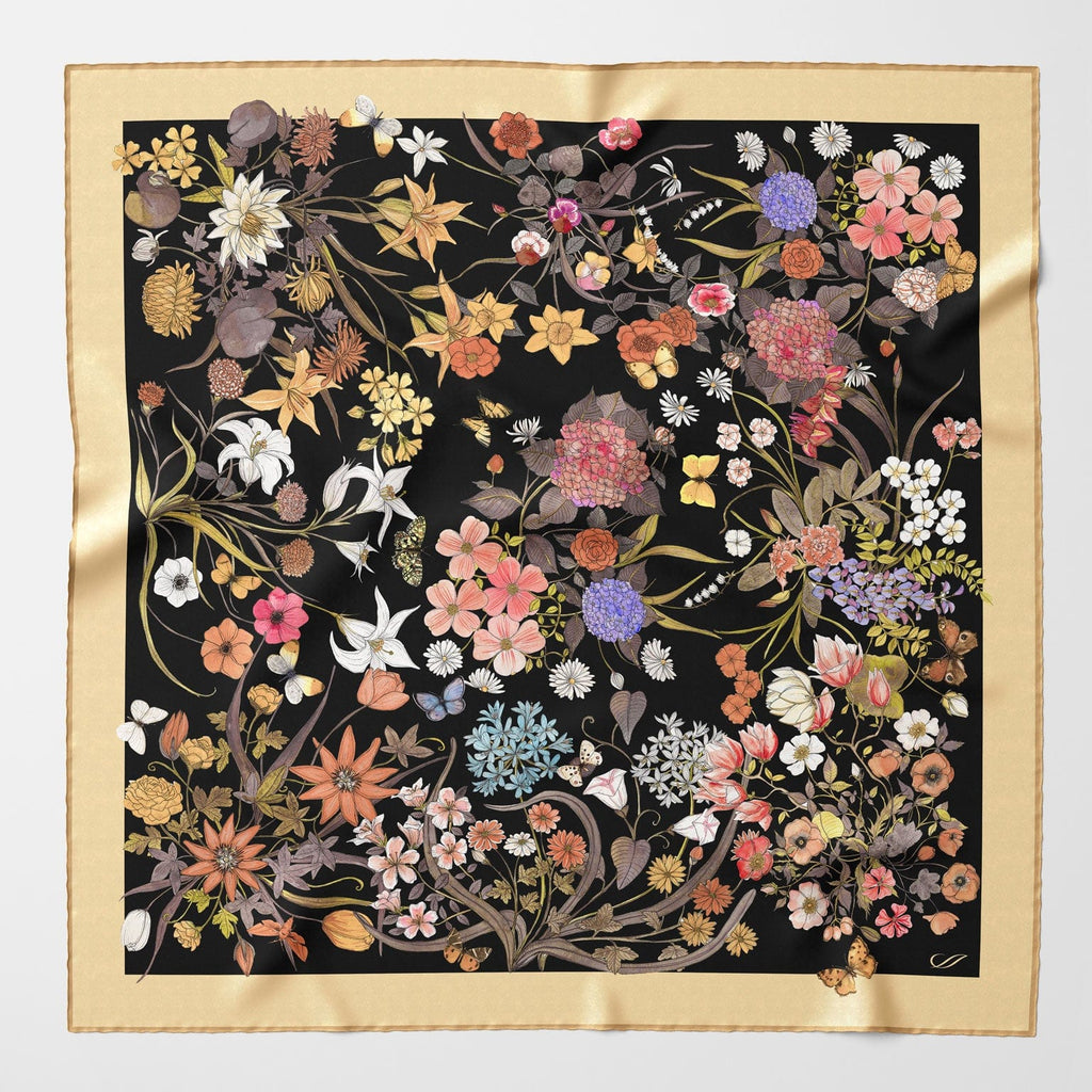 Flora - Silk Foulard - Black - My Men's Shop