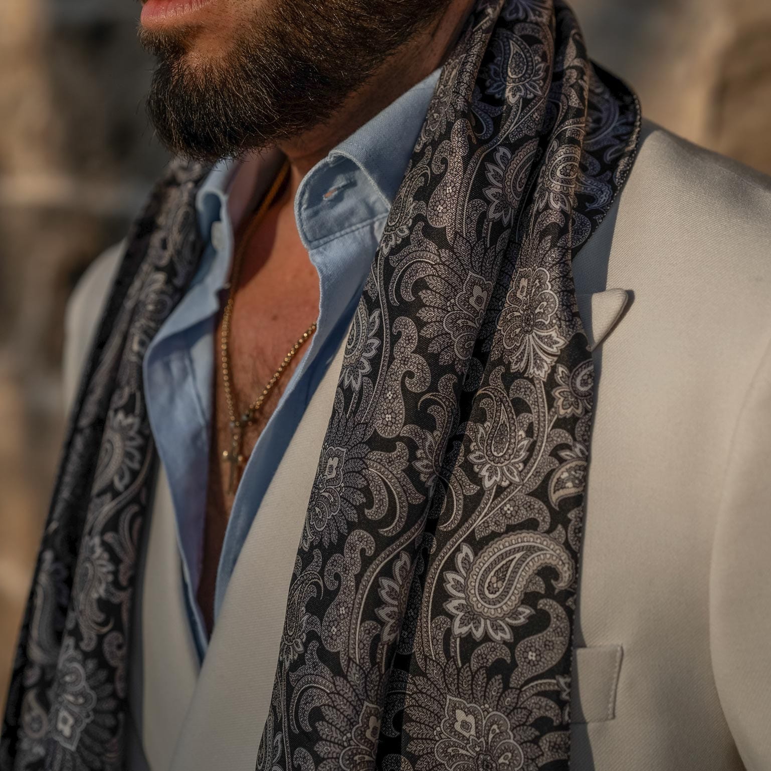 Pasquino - Reversible Silk Scarf - Black - My Men's Shop
