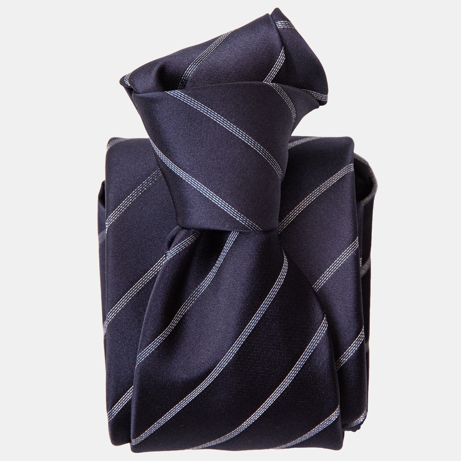 Esino - Silk Jacquard Tie - Midnight Blue and Silver - My Men's Shop