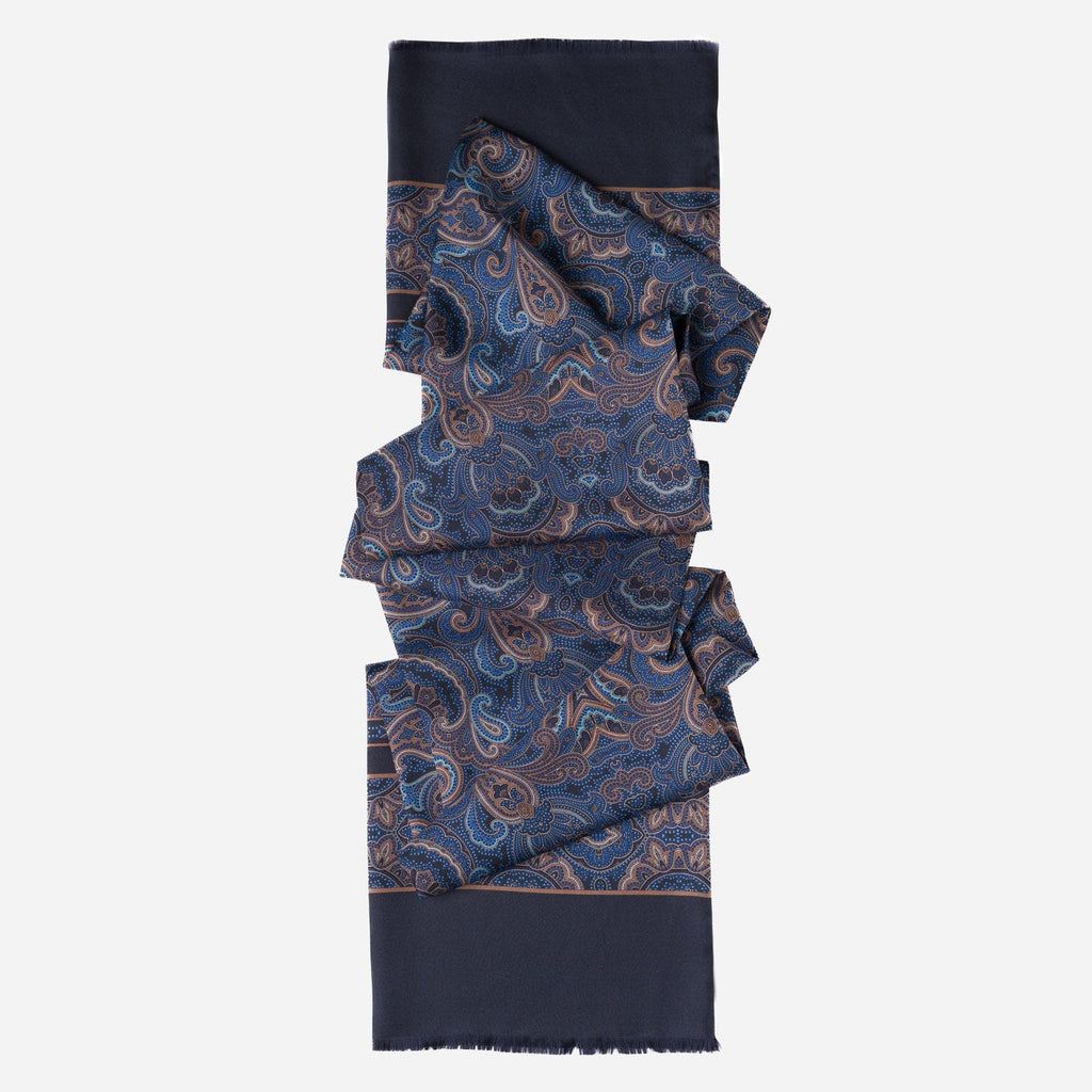 Ferrara - Silk Scarf - Blue & Brown - My Men's Shop