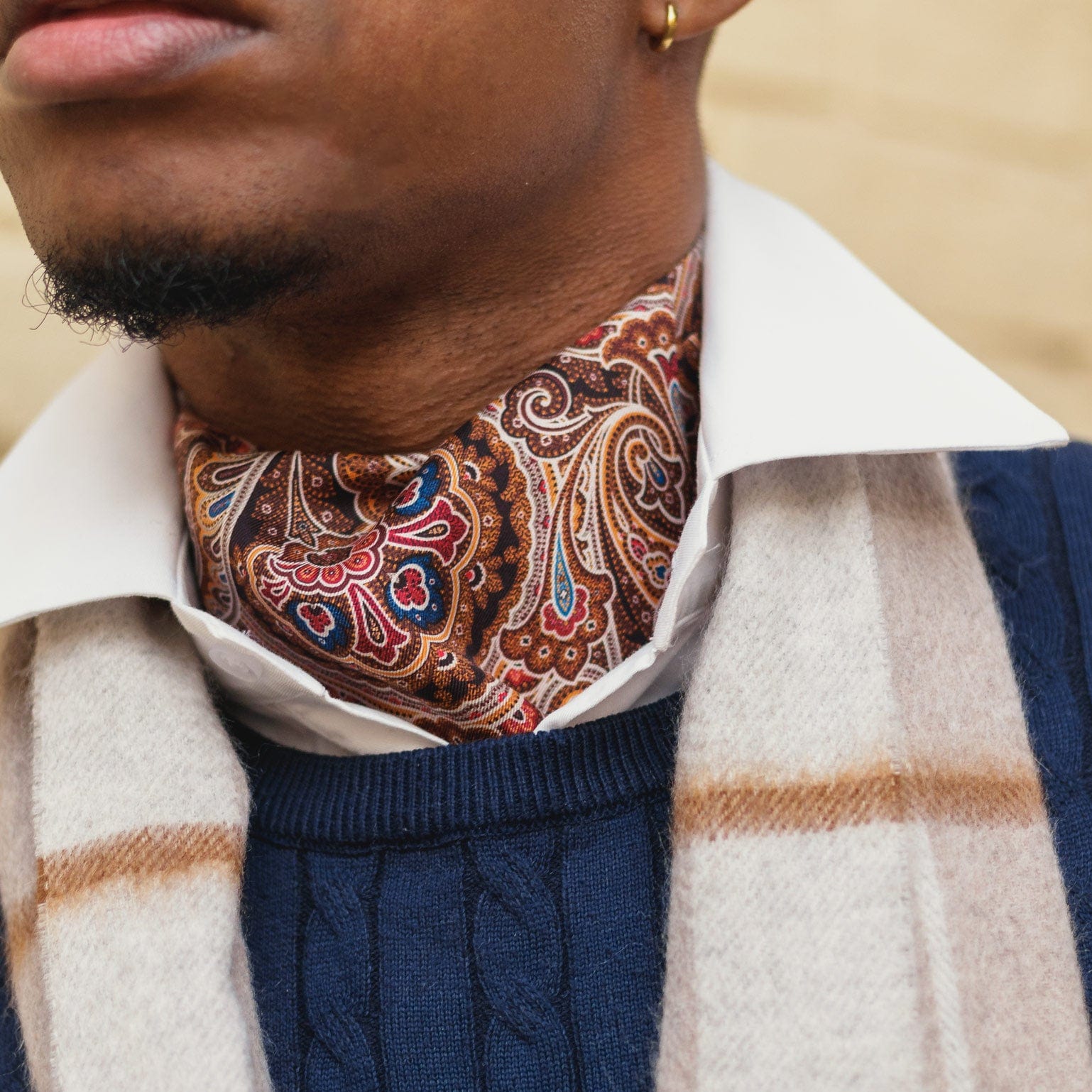 Bugatti - Silk Ascot Cravat Tie - Mahogany - My Men's Shop