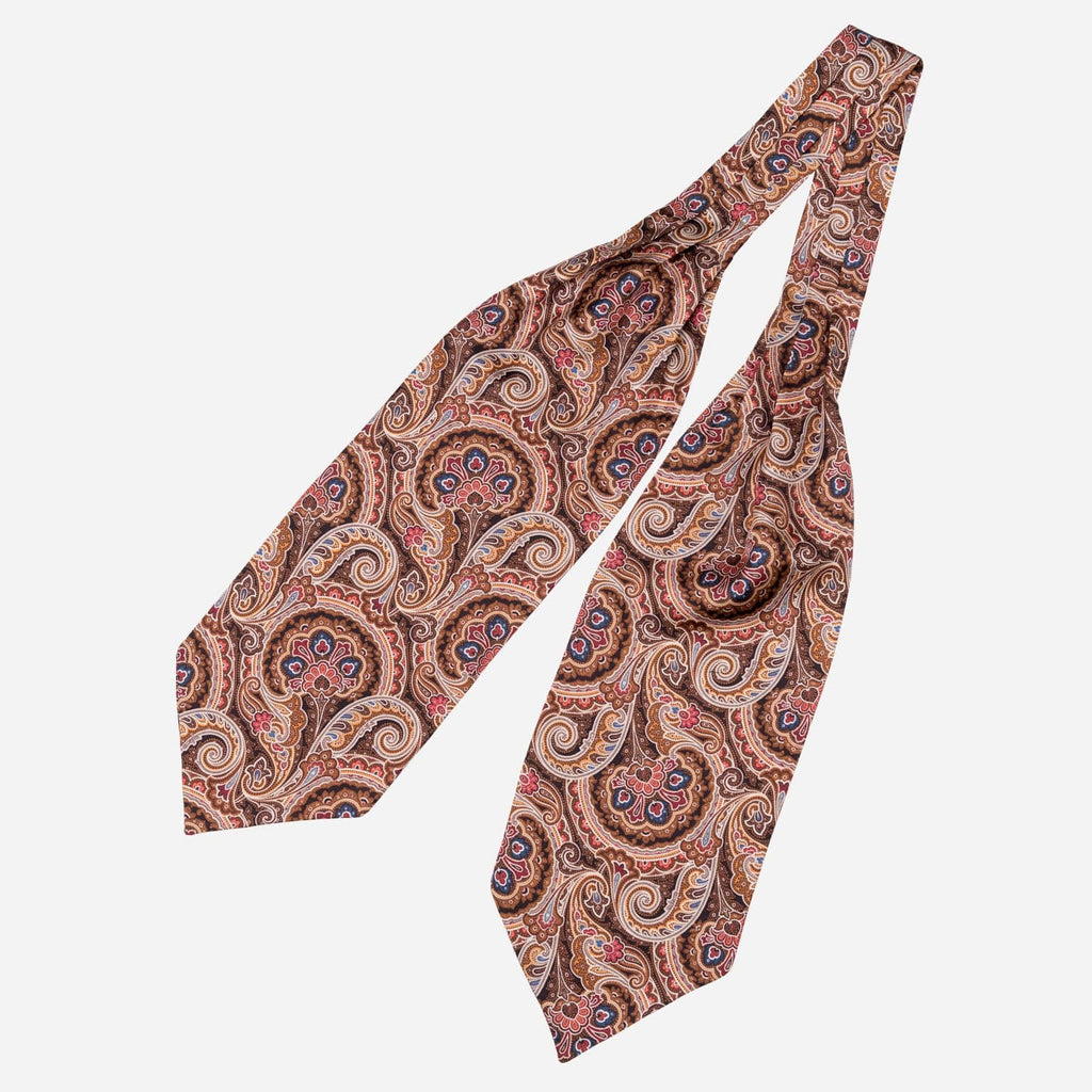 Bugatti - Silk Ascot Cravat Tie - Mahogany - My Men's Shop
