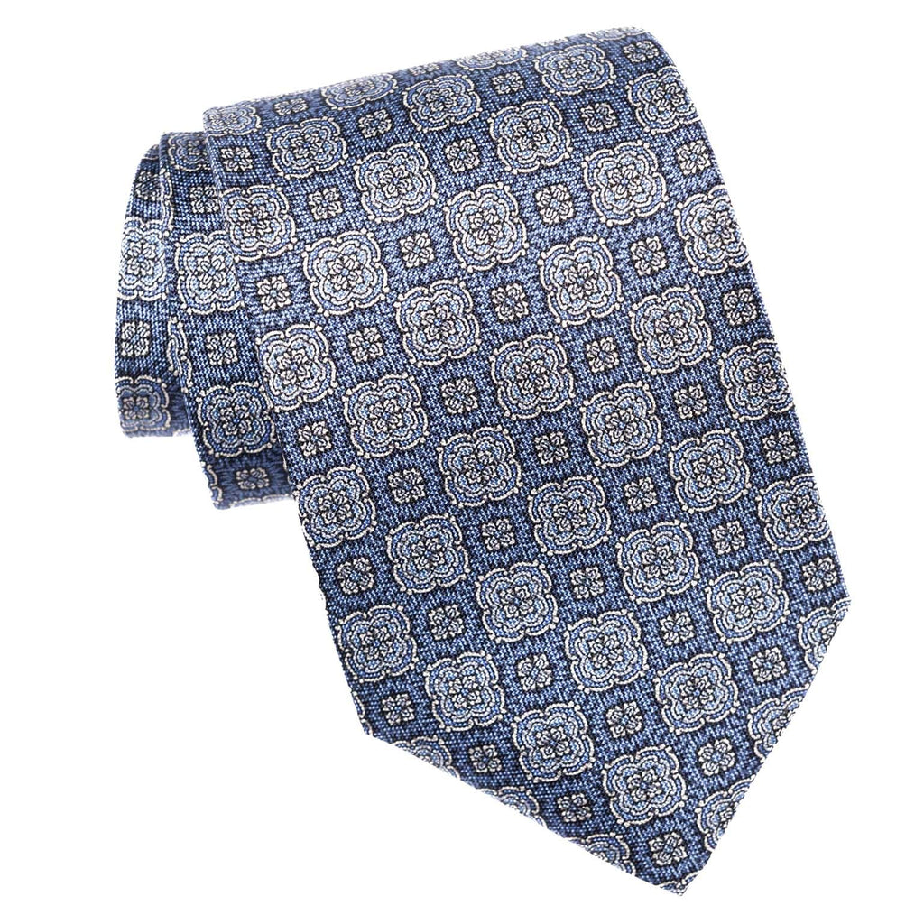 Veneto - Printed Silk Tie - Blue