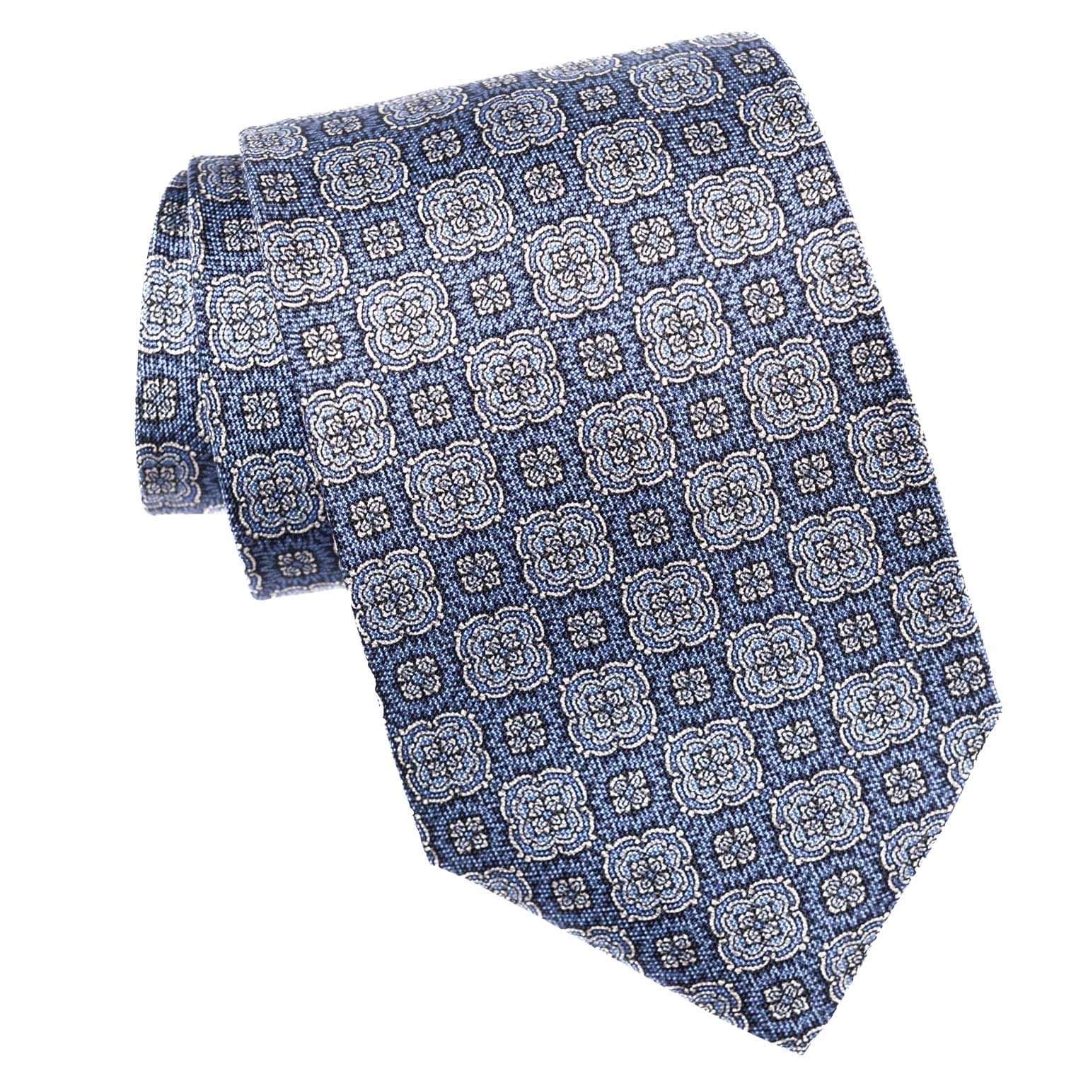 Veneto - Printed Silk Tie - Blue