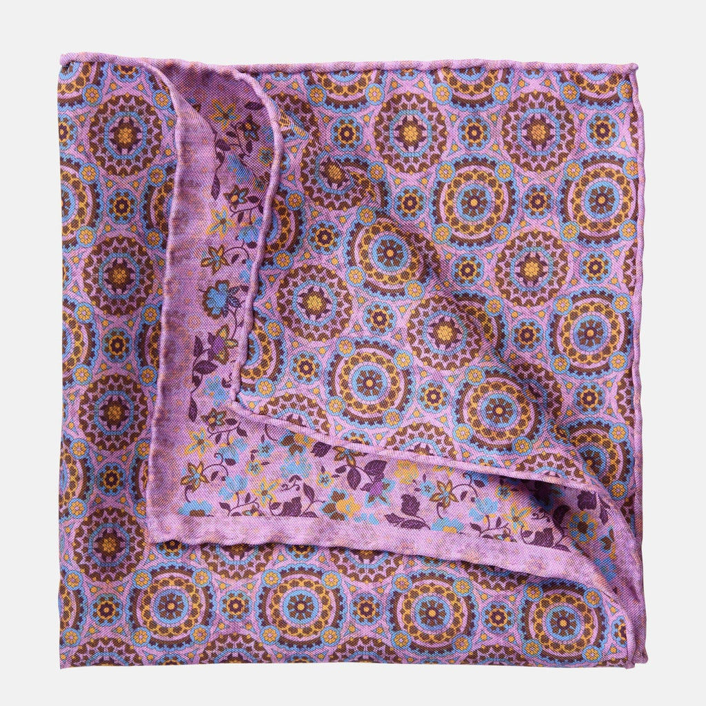 Rimini - Double Sided Silk Pocket Square - Pink