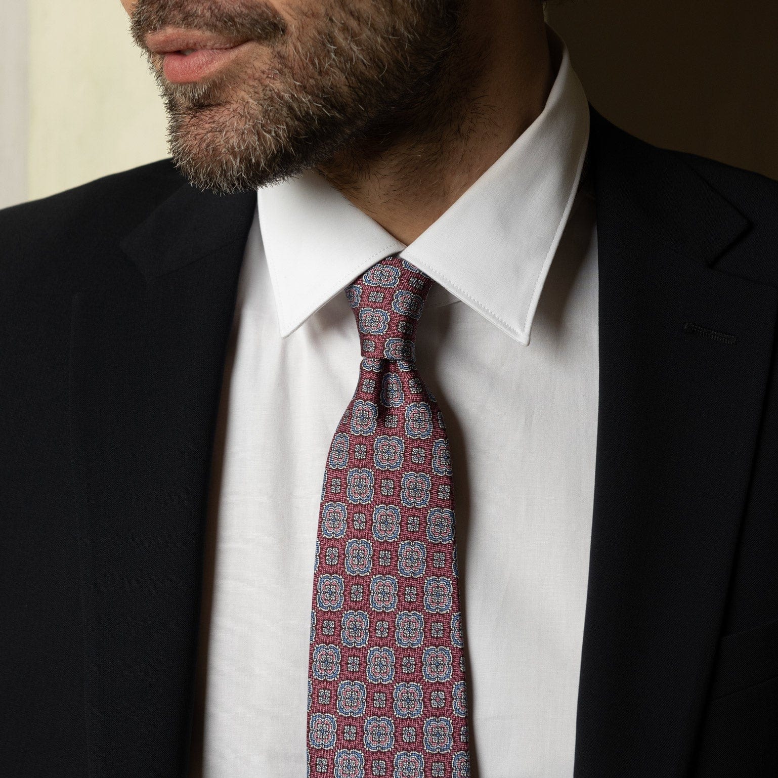 Veneto - Printed Silk Tie - Claret Red - My Men's Shop
