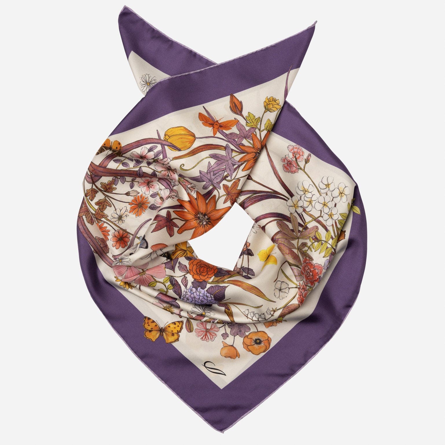 Flora - Silk Foulard - Violet - My Men's Shop