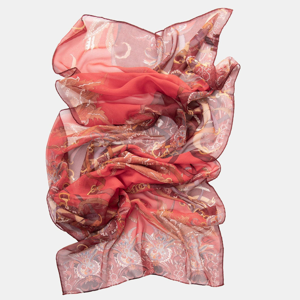 Alessandra - Long Silk Scarf - Red