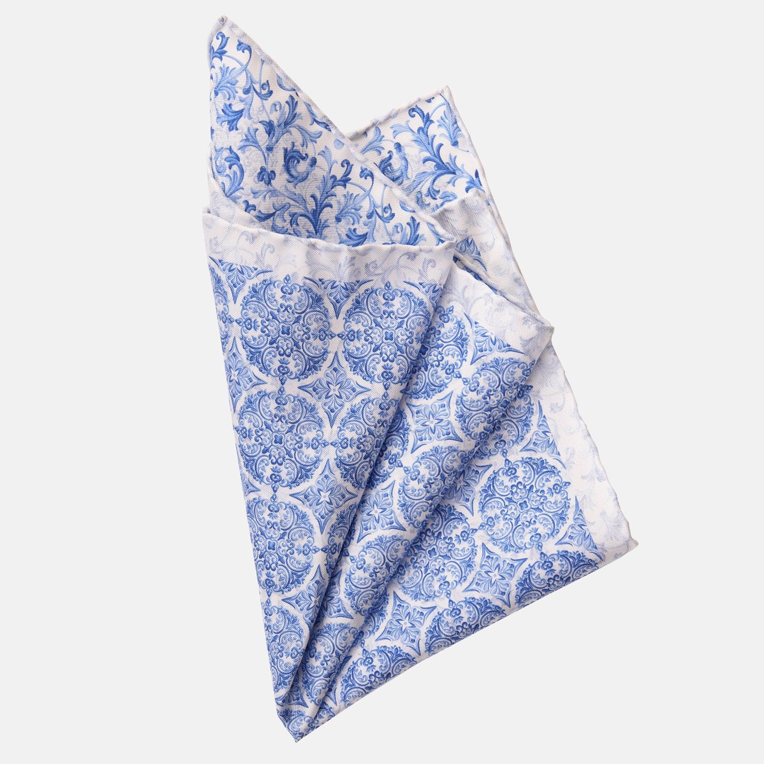 Porto - Double Sided Silk Pocket Square - Azure - My Men's Shop