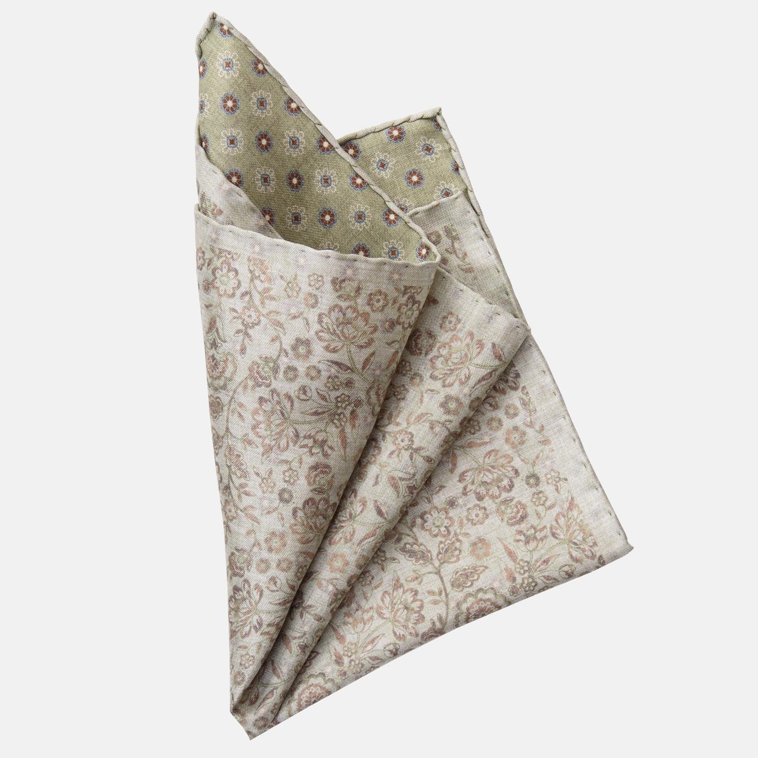 Pascal - Double Sided Silk Pocket Square - Sage Green - My Men's Shop