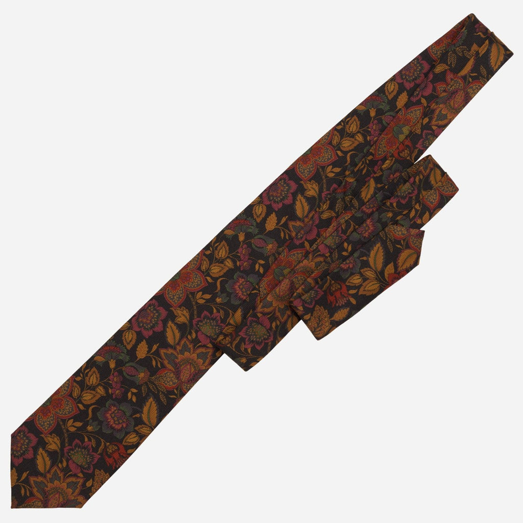 Calvino - Printed Madder Silk Tie - Black - My Men's Shop