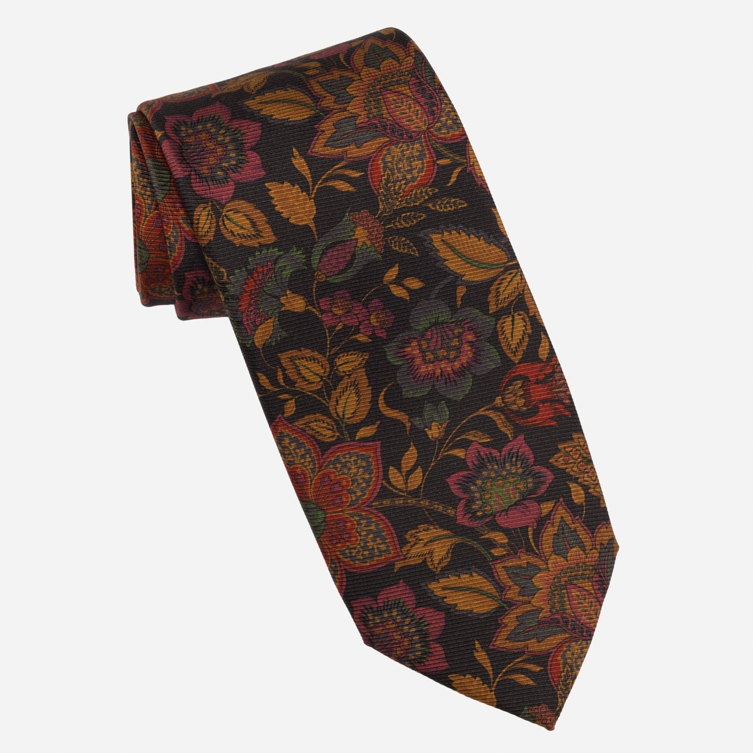 Calvino - Printed Madder Silk Tie - Black - My Men's Shop