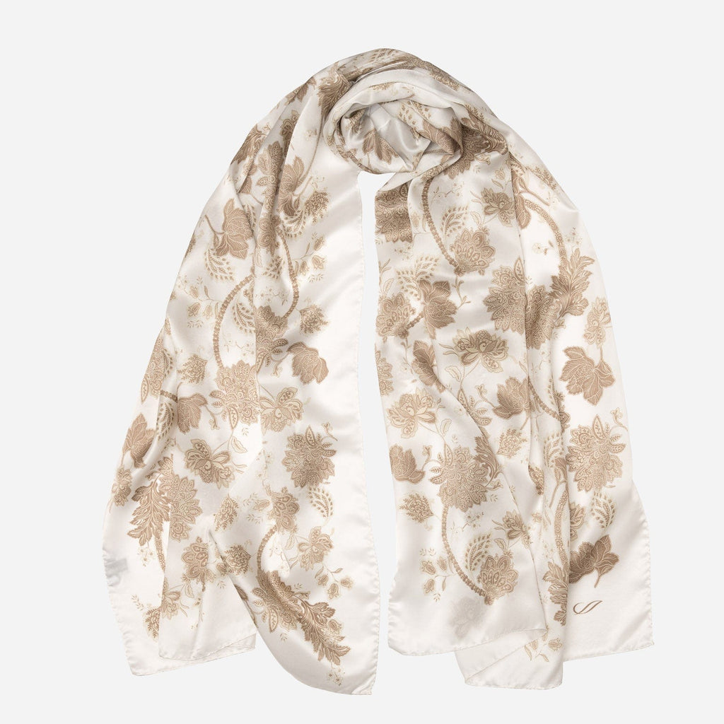 Esmeralda - Silk Scarf Shawl - Soft White & Gold - My Men's Shop