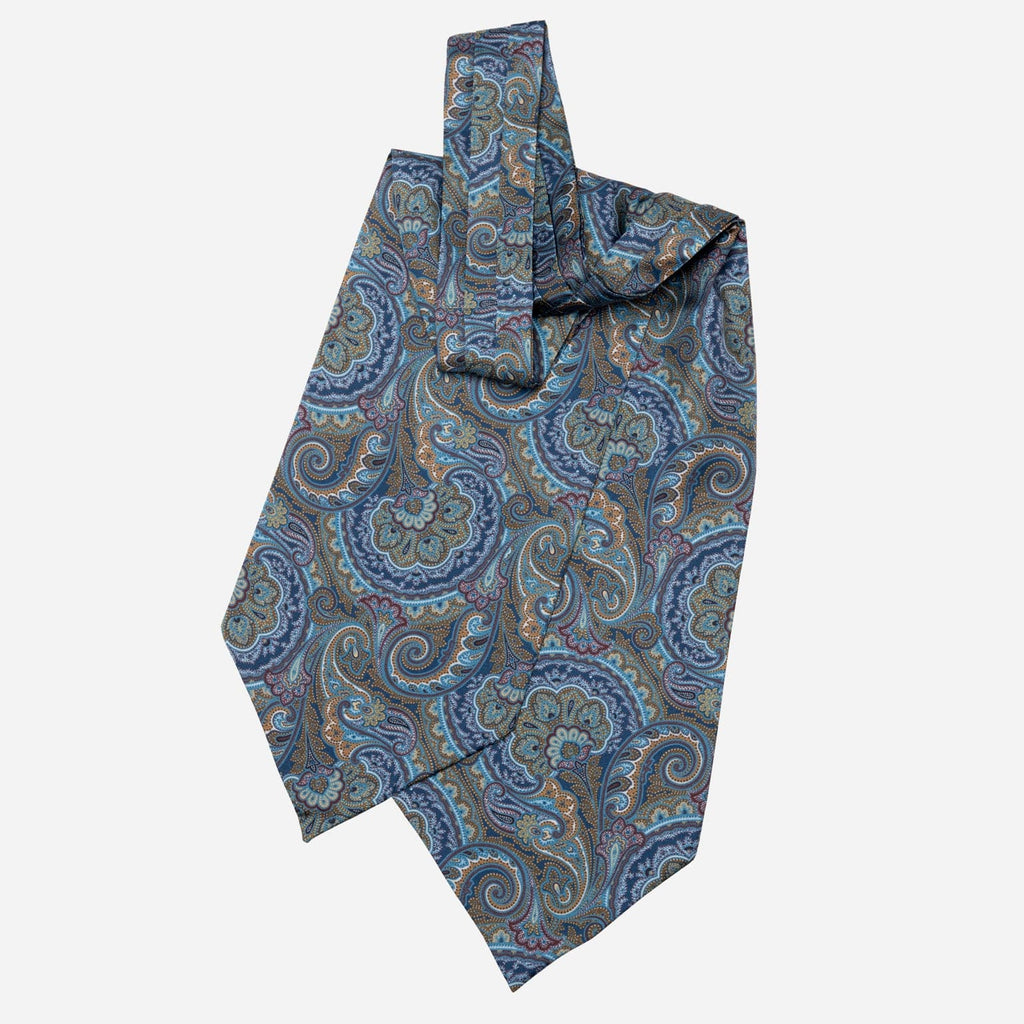 Bugatti - Silk Ascot Cravat Tie - Petrol Blue - My Men's Shop