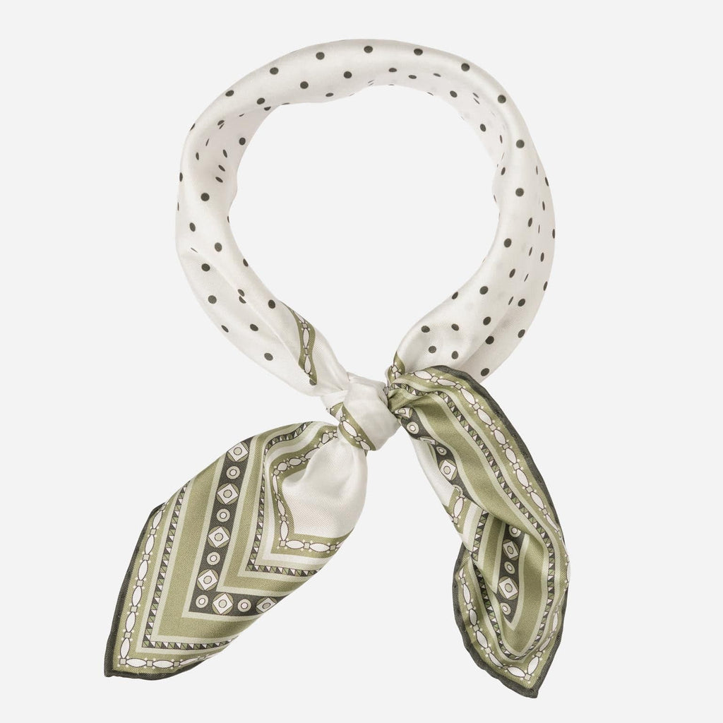 Verona - Silk Neckerchief - White & Sage