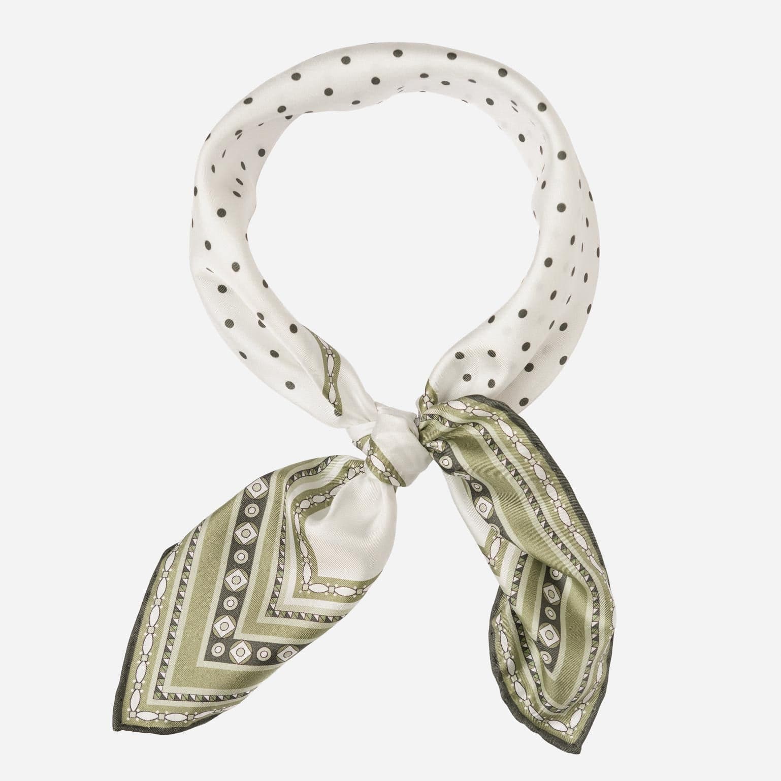Verona - Silk Neckerchief - White & Sage