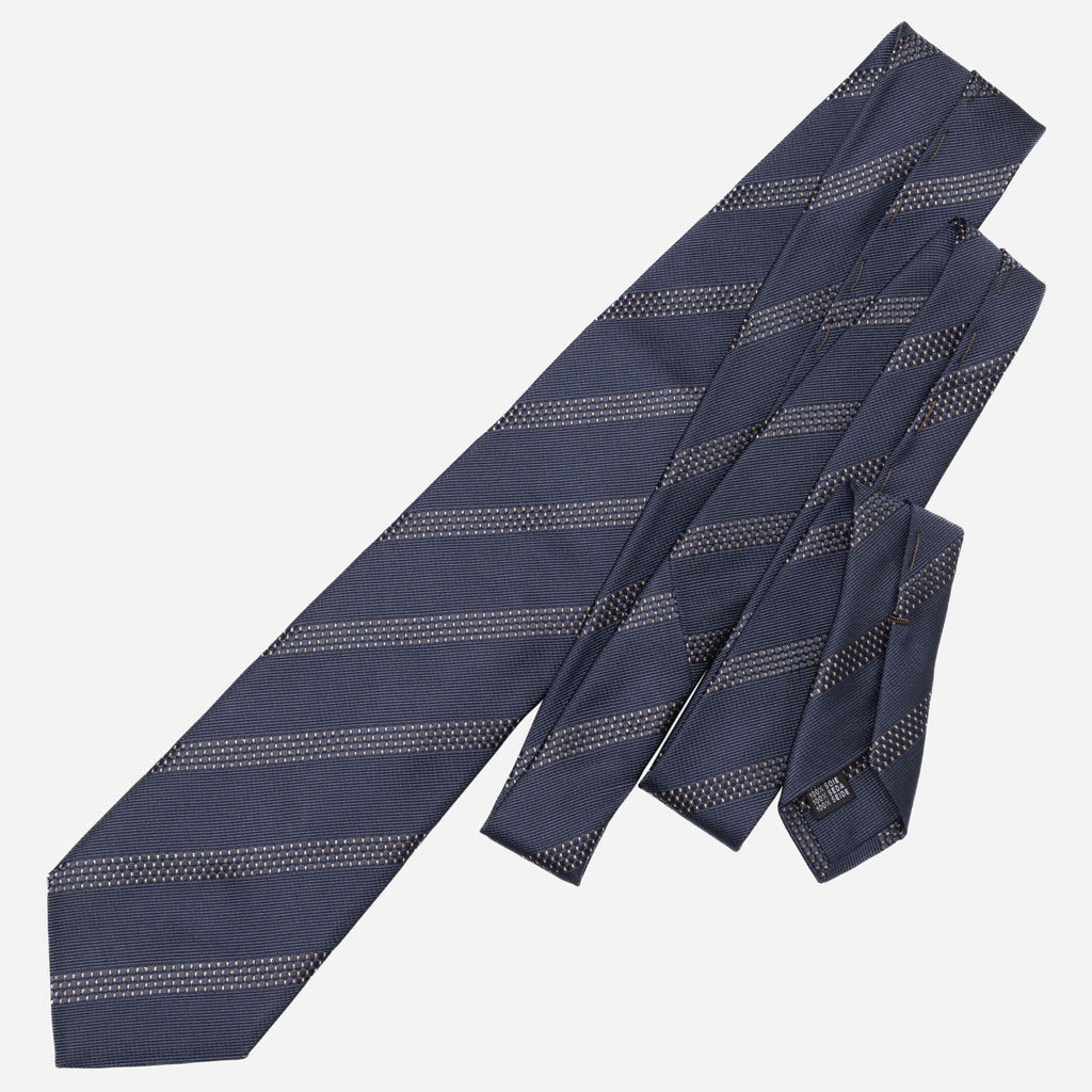 Milano - Silk Jacquard Tie - Navy and Gold - My Men's Shop