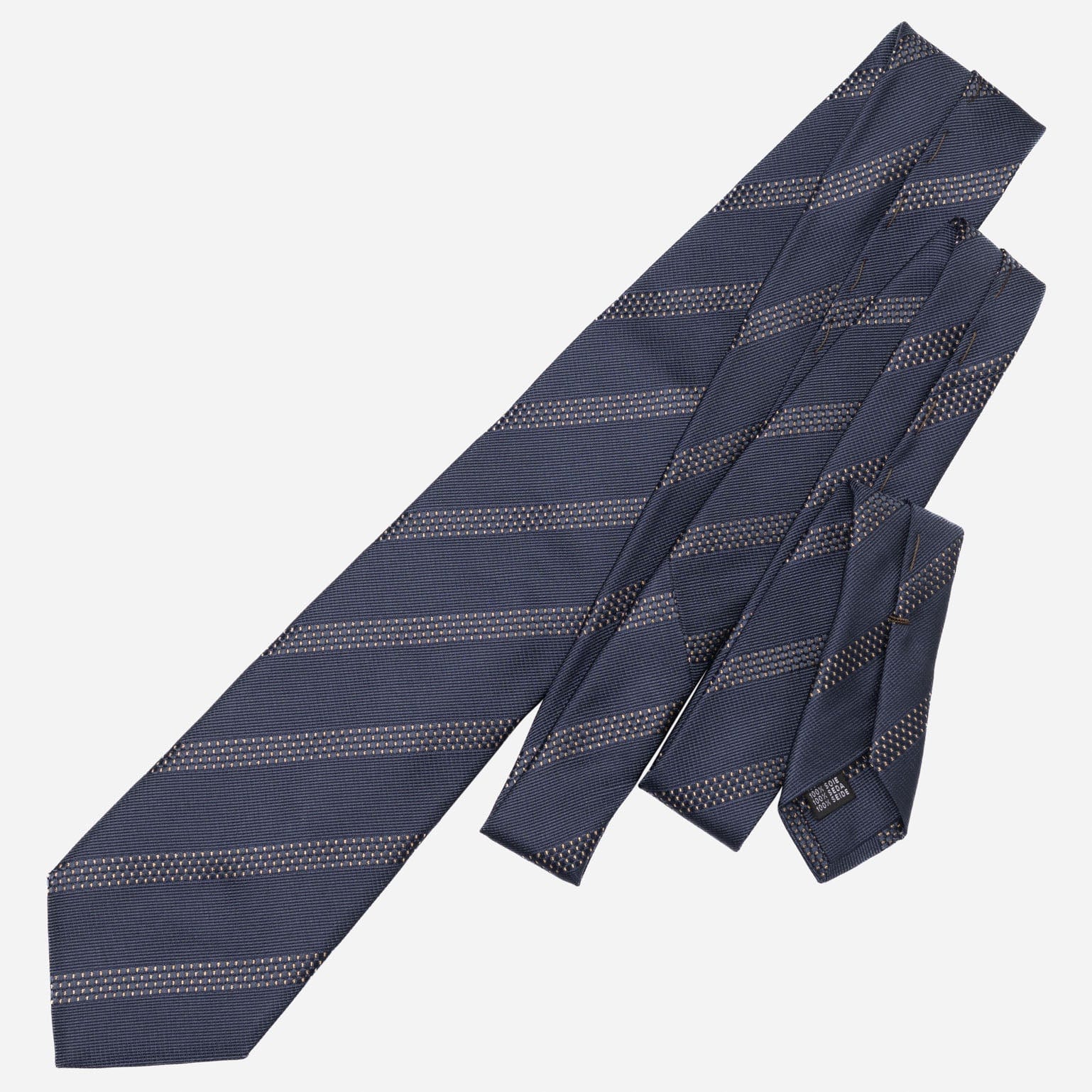 Milano - Silk Jacquard Tie - Navy and Gold - My Men's Shop