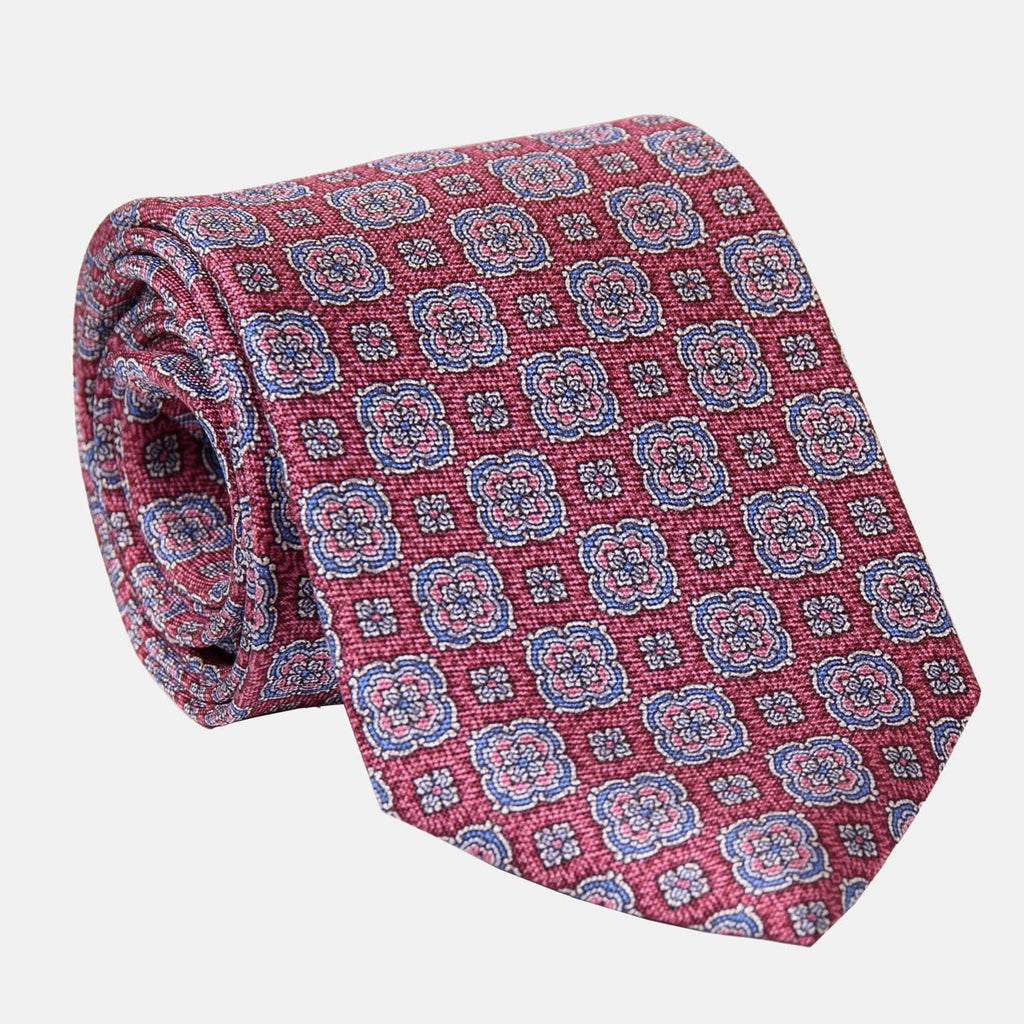 Veneto - Printed Silk Tie - Claret Red - My Men's Shop