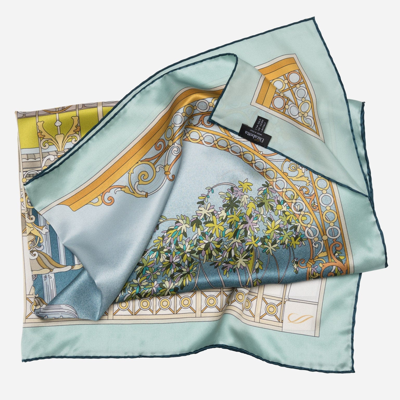 Garden of Dreams - Silk Foulard - Aqua - My Men's Shop