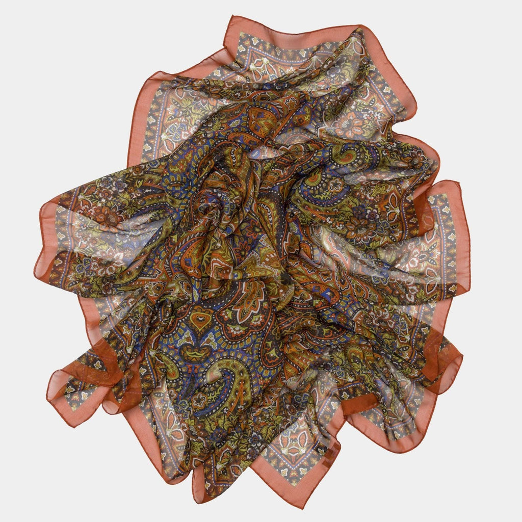 Helena - Silk Scarf Shawl - Rust