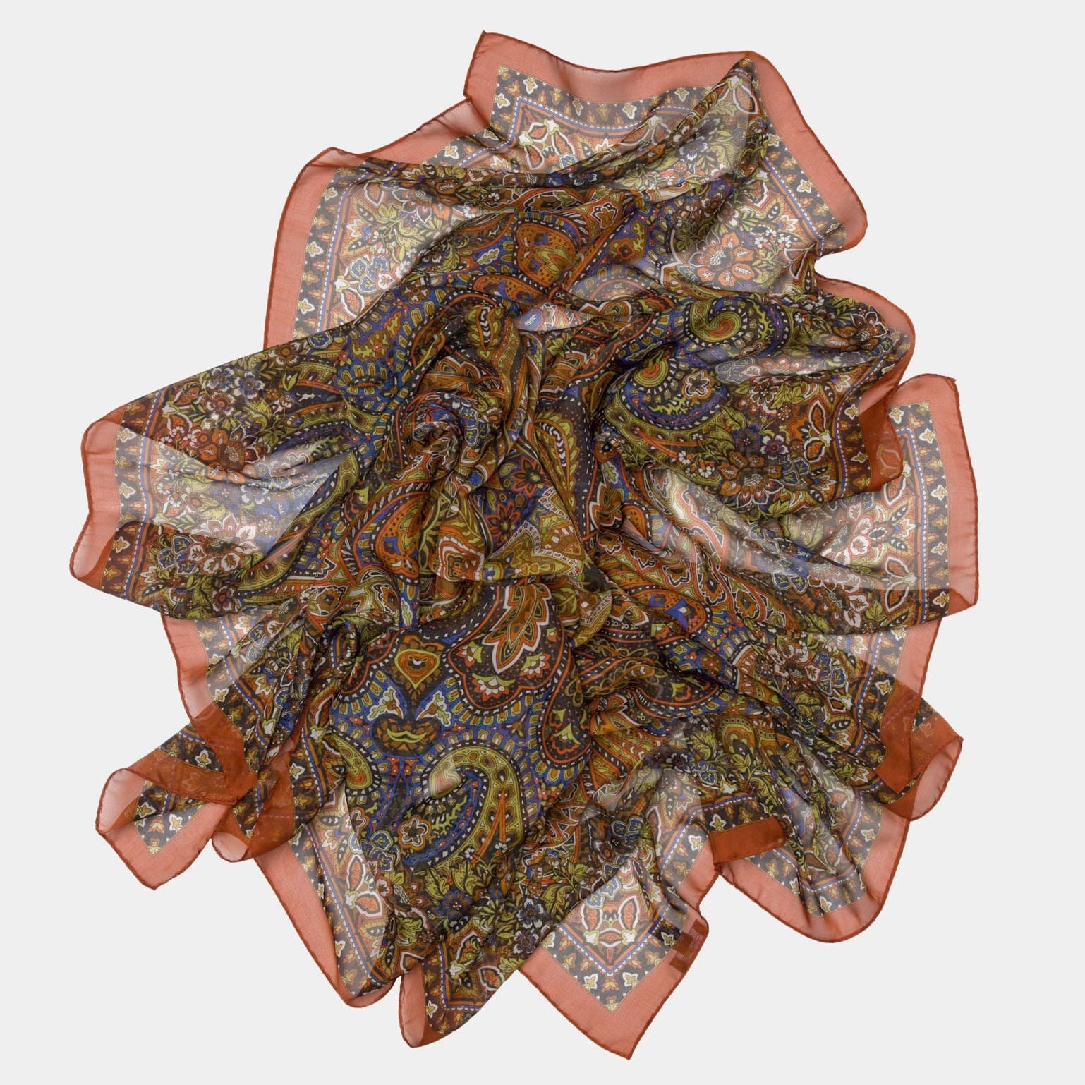 Helena - Silk Scarf Shawl - Rust