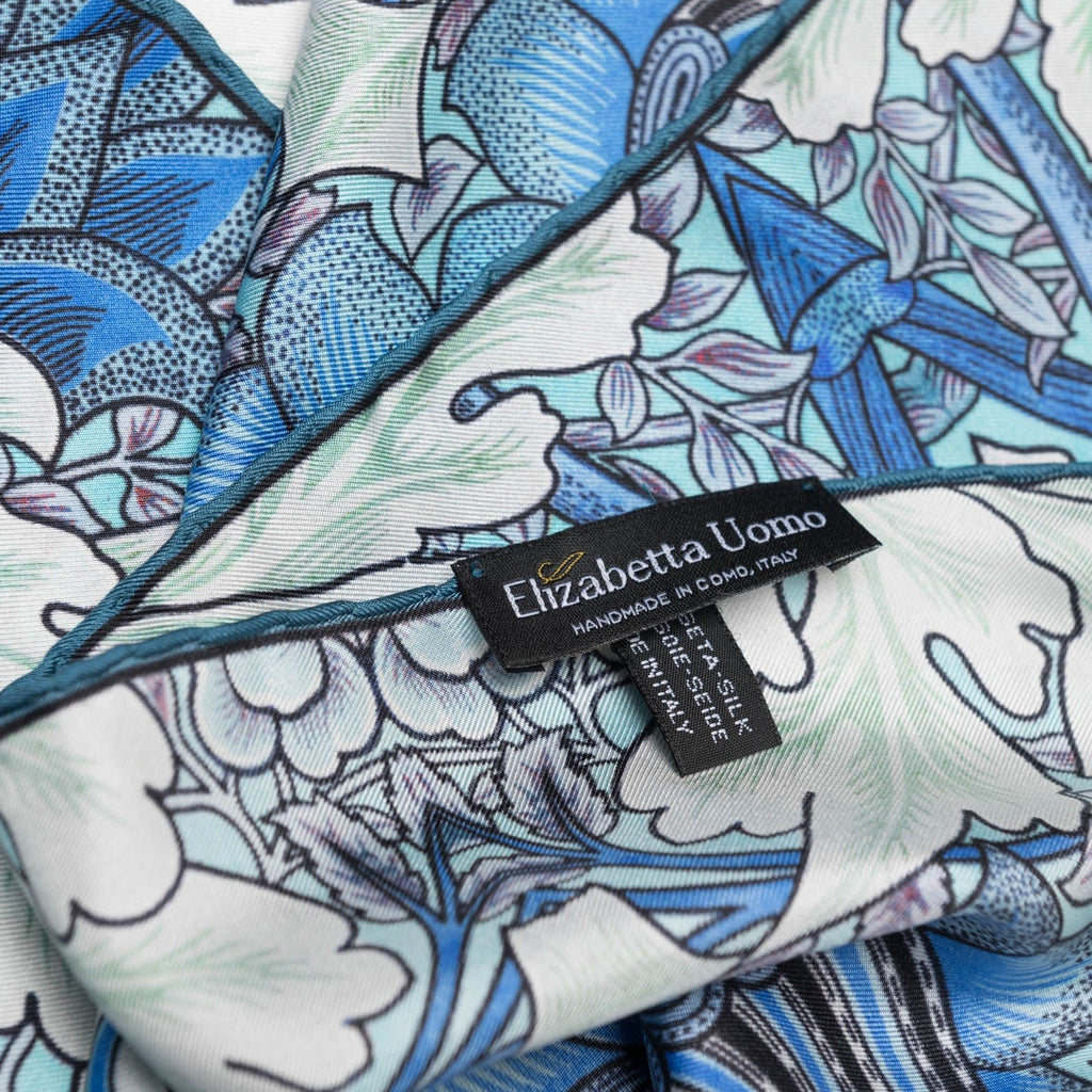 Londra - Silk Pocket Square - Blue and Mint - My Men's Shop
