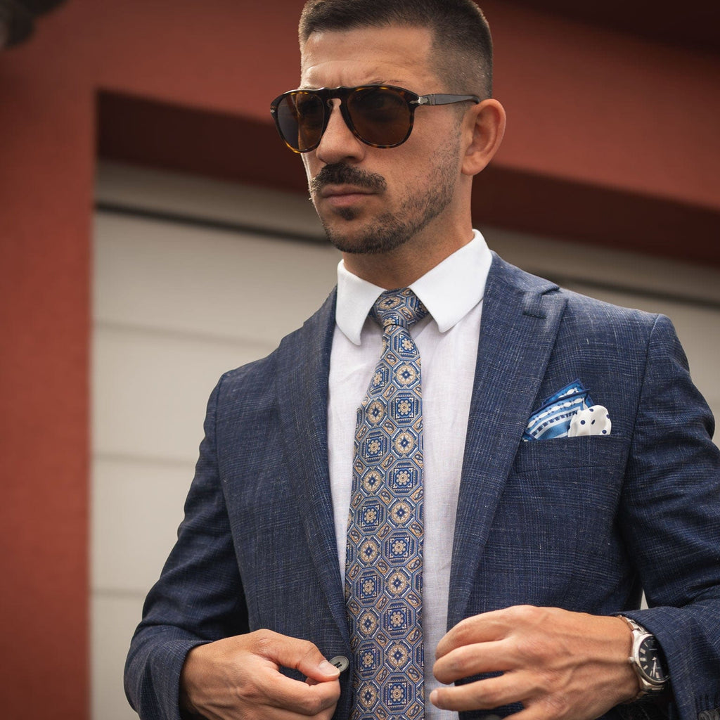 Mantova - Printed Silk Tie - Blue - My Men's Shop
