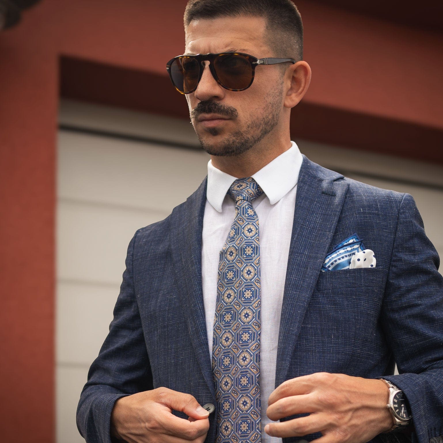 Mantova - Printed Silk Tie - Blue - My Men's Shop