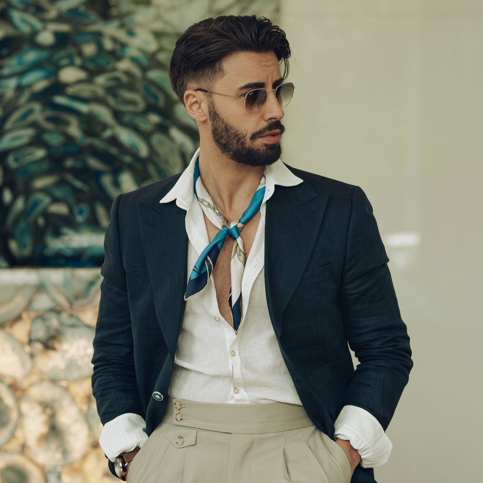 San Siro - Silk Neckerchief - Blue